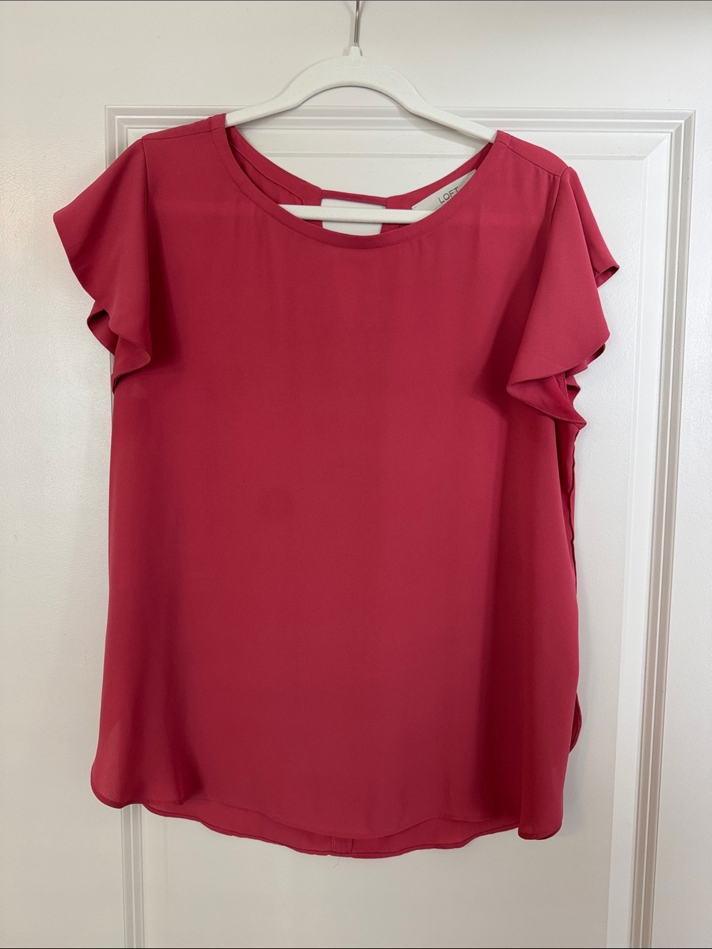 LOFT Pink Flutter Sleeve Blouse